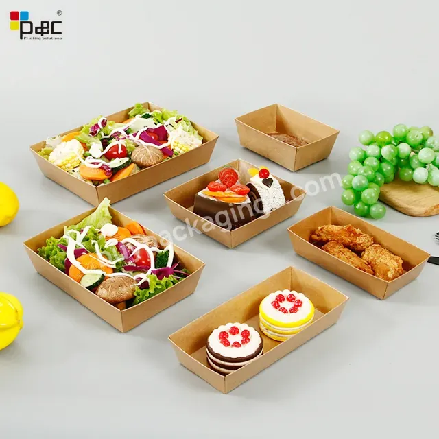 Lunch Box With Kraft Divider Kraft Paper Box Fast Food Custom Printing Box With Pet Cover Food Grade Paper French Fries Sushi