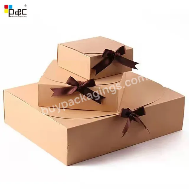 Luxurious Brown Wrapped With Ribbon-small Custom Wedding Gift Box Packaging Decorative Cardboard Packing Gift Boxes P&c Packaging