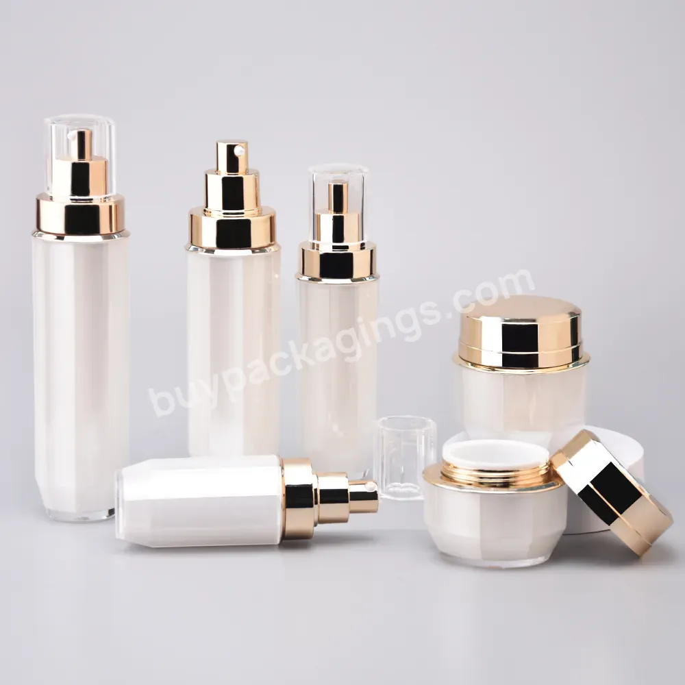 Luxury 130ml 110ml Personal Care Cosmetic Set Plastic Packaging Acrylic Lotion Pump Bottle Cream Jar Plastic Bottle