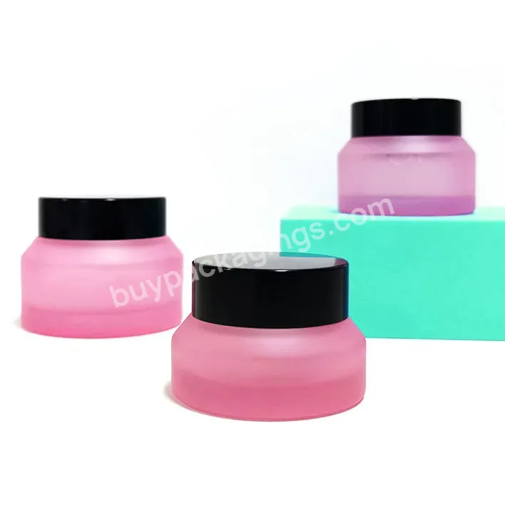 Luxury 15g 1oz 30g 50g 100g Custom Cosmetics Face Cream Containers Empty Pink Matte Slant Shoulder Glass Cosmetic Jars With Lids