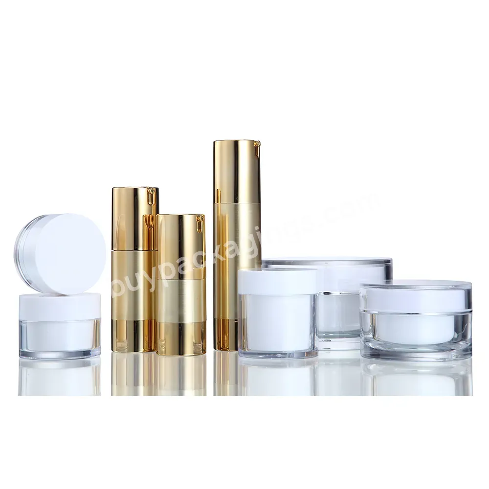 Luxury 15ml 20ml 30ml 50ml Golden Silver Plastic Cosmetic Lotion Airless Pump Bottle Toner Packing Craem Jar