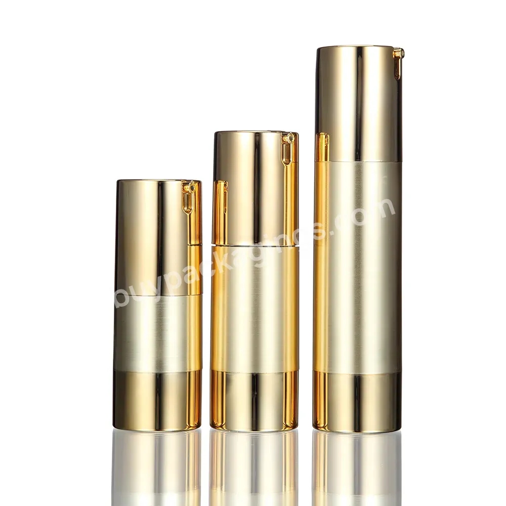 Luxury 15ml 20ml 30ml 50ml Golden Silver Plastic Cosmetic Lotion Airless Pump Bottle Toner Packing Craem Jar