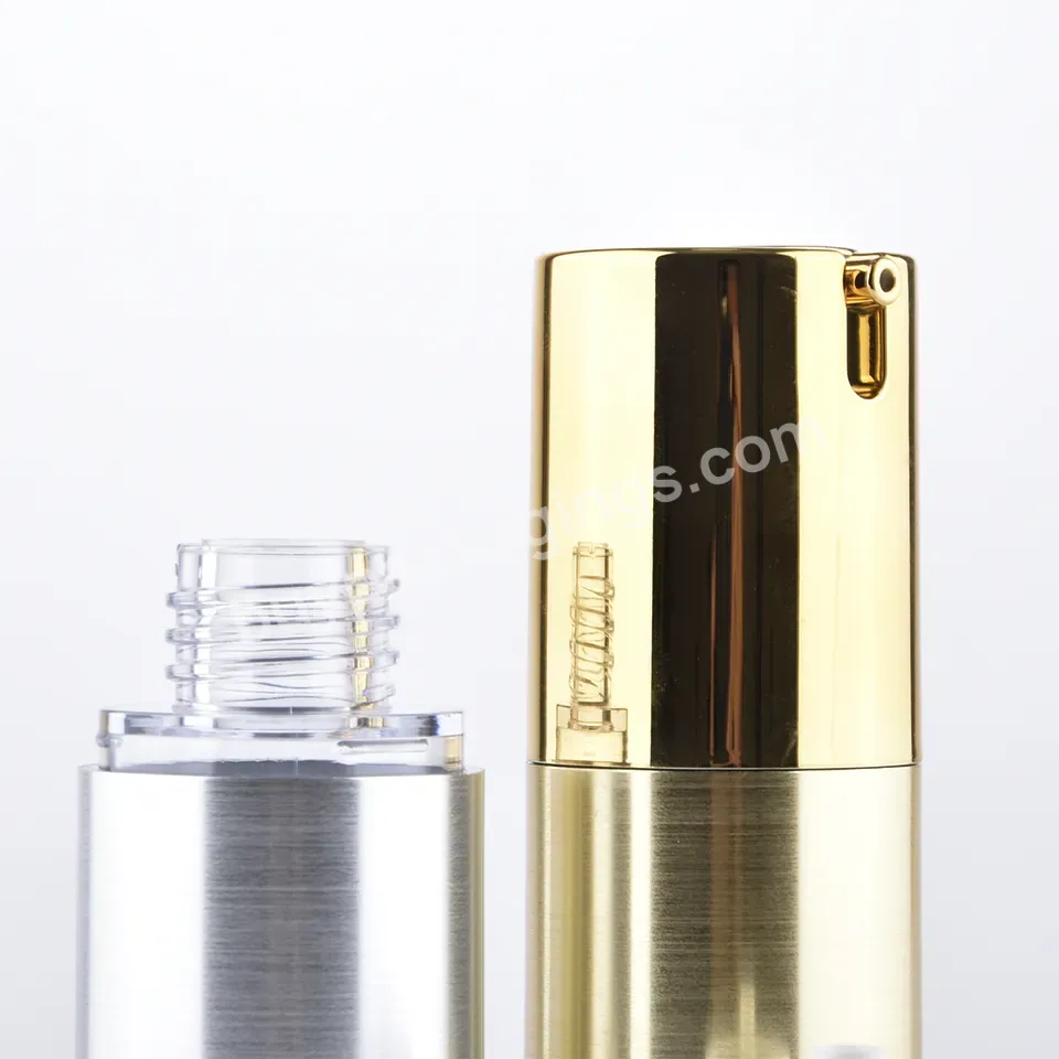 Luxury 15ml 30ml Airless Silver Gold Lotion Skin Care Vacuum Serum Cosmetic Packaging Lotion Bottle Container