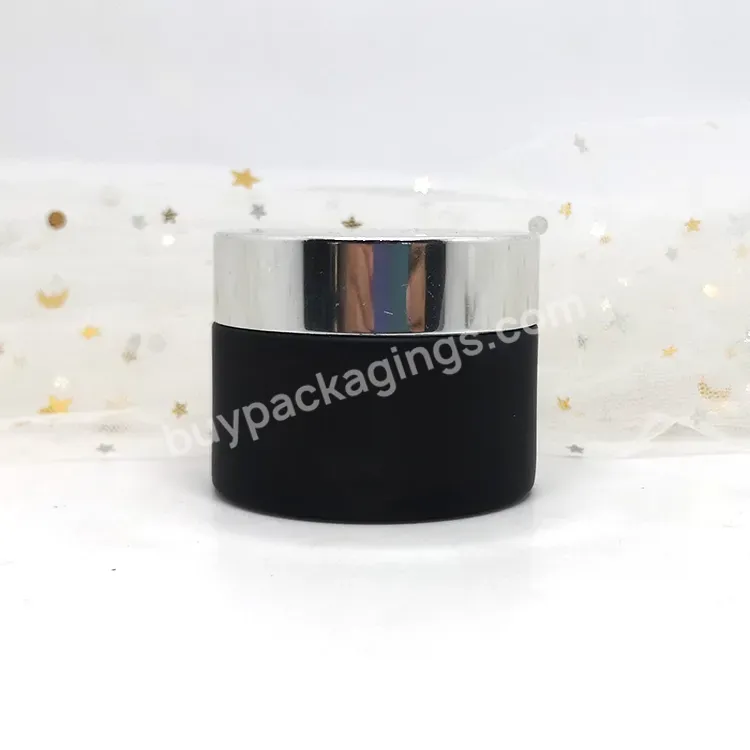 Luxury 1.7 Oz Matte Black Glass Jar Cosmetic 5g 10g 20g 30g 50g 60g 100g Black Frosted Glass Cream Jar With Golden Lid