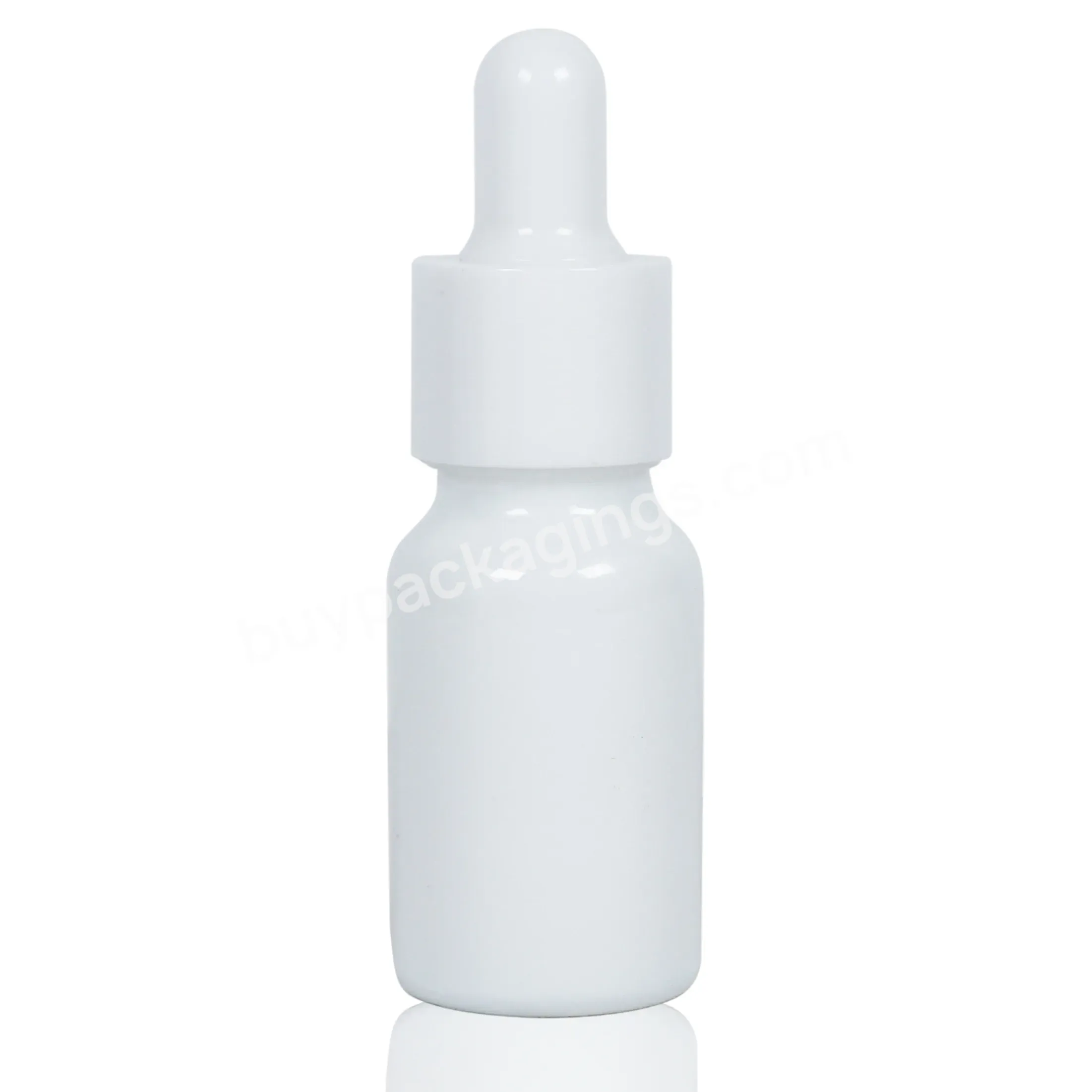 Luxury 1oz 10ml 30ml 50ml 100ml Empty Essential Oil Eye White Porcelain Glossy Glass Dropper Bottle With Pipette White Screw Lid