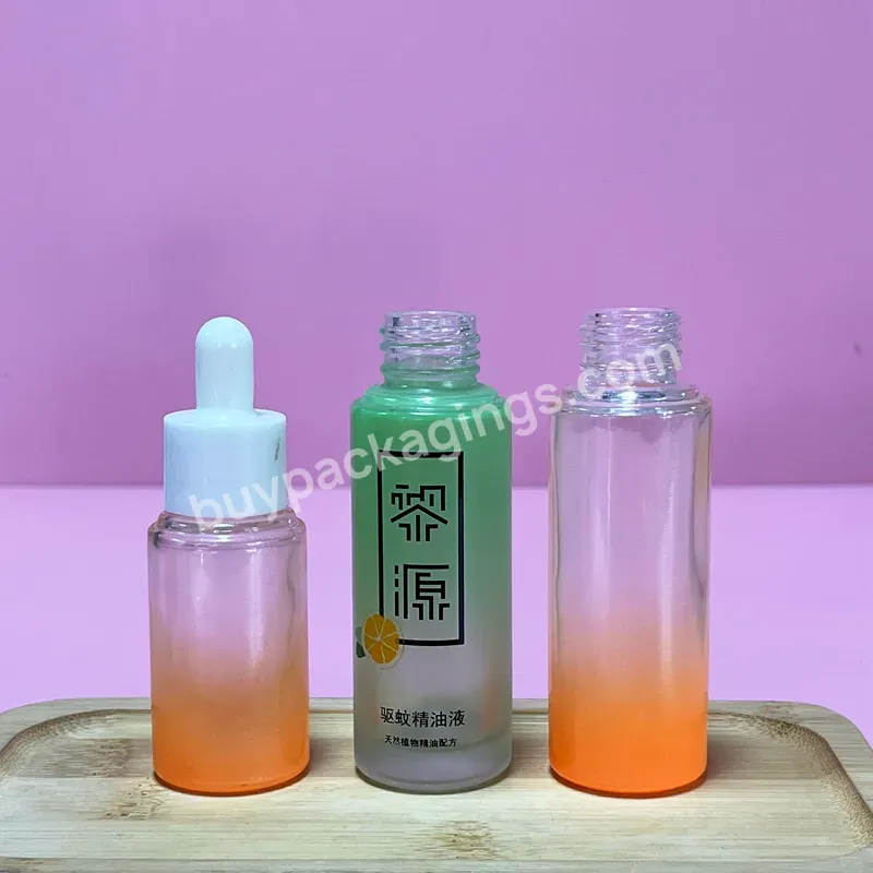 Luxury 1oz 20ml 25ml 30ml 50ml Thick Cylinder Colorful Green Orange Gradient Color Bottle Essential Oil Bottle With Silk Screen