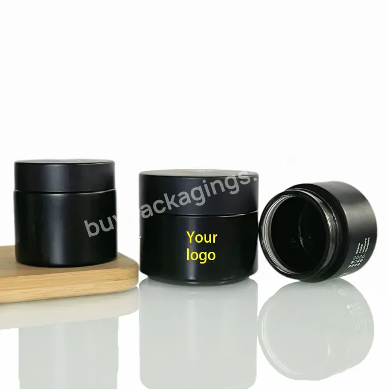 Luxury 1oz 2oz 30g 50g 100g Custom Cosmetics Face Cream Containers Empty Matte Black Glass Cosmetic Jars With Lids