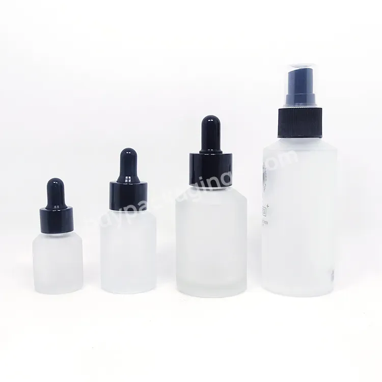 Luxury 1oz 2oz Glass 30ml Dropper Serum Bottle 15ml Frosted Cosmetics Slanted Bottles For Cosmetic Packaging