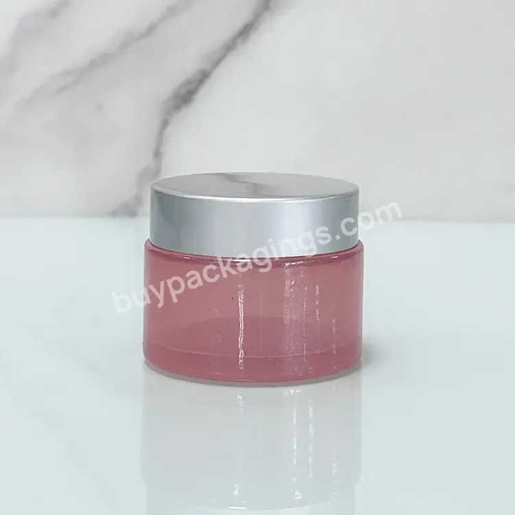 Luxury 1oz 2oz Pink Glass Jar Cosmetic 5g 10g 20g 30g 50g 100g 200g Pink Glass Cream Jar With Silver Lid - Buy Pink Glass Jar,Glass Cream Jar,Pink Glass Jar Cosmetic.