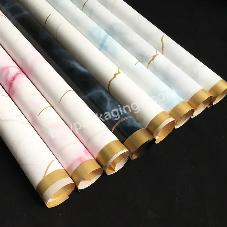 Luxury 20 Sheets/pack Flower Bouquet Wrapping Paper Waterproof Marble Wrapping Flower Paper