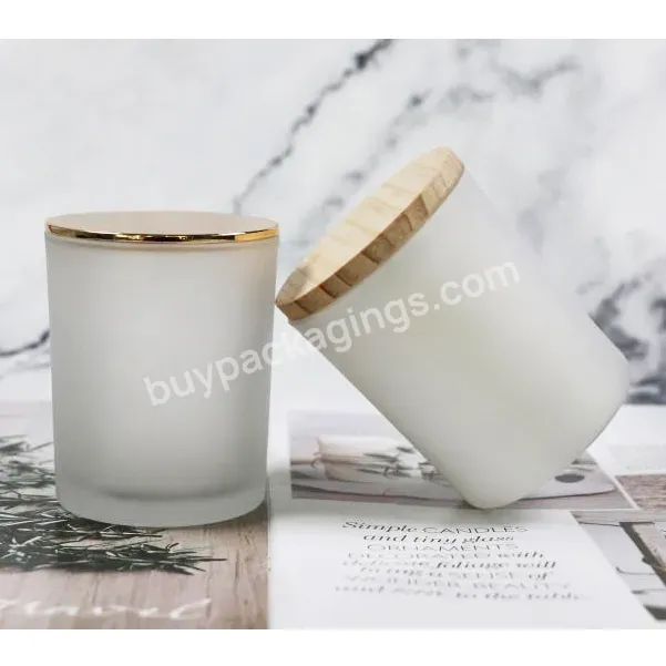 Luxury 200g White Clear Frosted Glass Candle Jar With Gold Bamboo Lid Decorative Christmas Candle Jars - Buy Christmas Candle Jars,Decorative Candle Jars,Luxury Candle Jar With Lid.