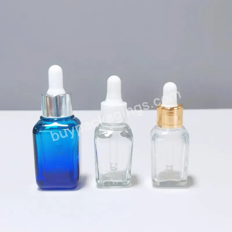 Luxury 20ml 30ml 100ml Empty Serum Bottles Square Amber Essential Oil Cosmetic Glass Bottle