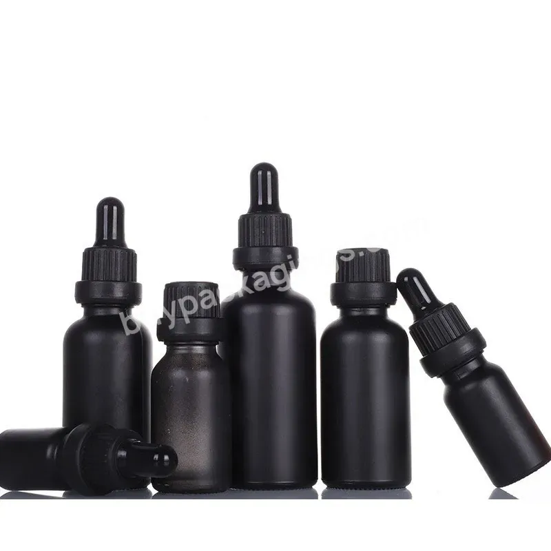 Luxury 20ml 30ml 40ml 50ml 60ml 80ml Frosted /shiny Black Essential Oil Serum Glass Dropper Bottle