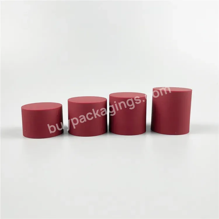 Luxury 24/410 Frosted Red Plastic Double Wall Screw Cap Lid Top For Toner Lotion Bottle Cosmetic Packaging