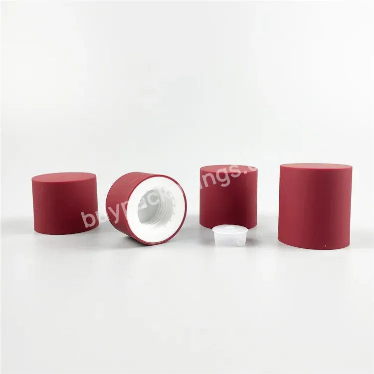 Luxury 24/410 Frosted Red Plastic Double Wall Screw Cap Lid Top For Toner Lotion Bottle Cosmetic Packaging