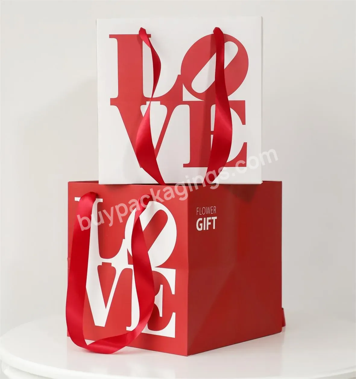 Luxury 2pcs/pack Love Gift Flower Letter Printed Portable Flower Bag Gift Bag For Flowers Florist Bouquet Wrapper