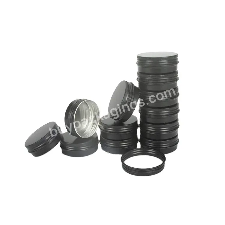 Luxury 30g 50g 100g Aluminum Cosmetic Tin Black Aluminum Metal Tin Cans Jars With Screw Top Lid 1oz