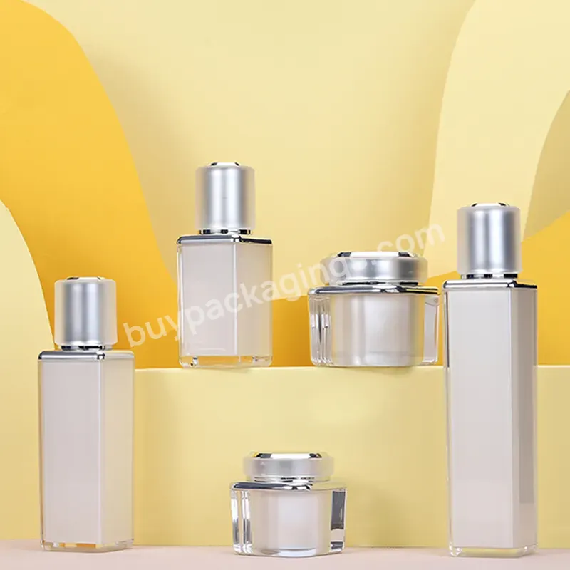 Luxury 30g 50g Acrylic Jars Plastic Lotion Bottle Luxury Cosmetic 100ml 50ml 30ml Acrylic Cosmetic Bottle Packaging Set