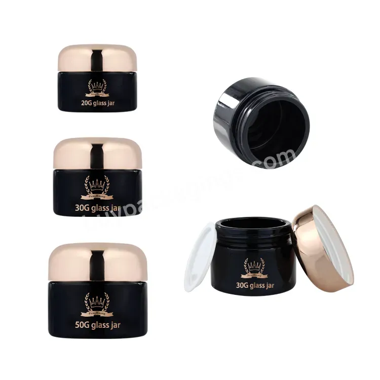 Luxury 30g 50g Mini Custom Glass Jar With Lids Mushroom Wholesale Empty Glass Cosmetic Containers Skin Care Cream Jars Gold Cap