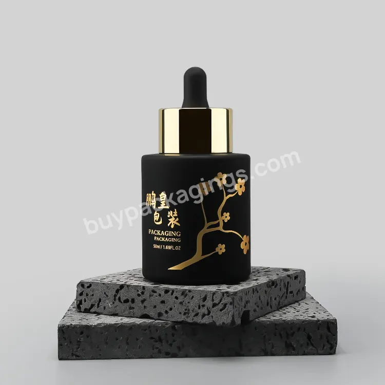 Luxury 30ml 50ml Empty Essential Oil Black Hot Stamping Glass Dropper Bottle For Skincare Packaging - Buy Serum Dropper Bottle,Empty Essential Oil Bottle,Cosmetic Serum Bottle.