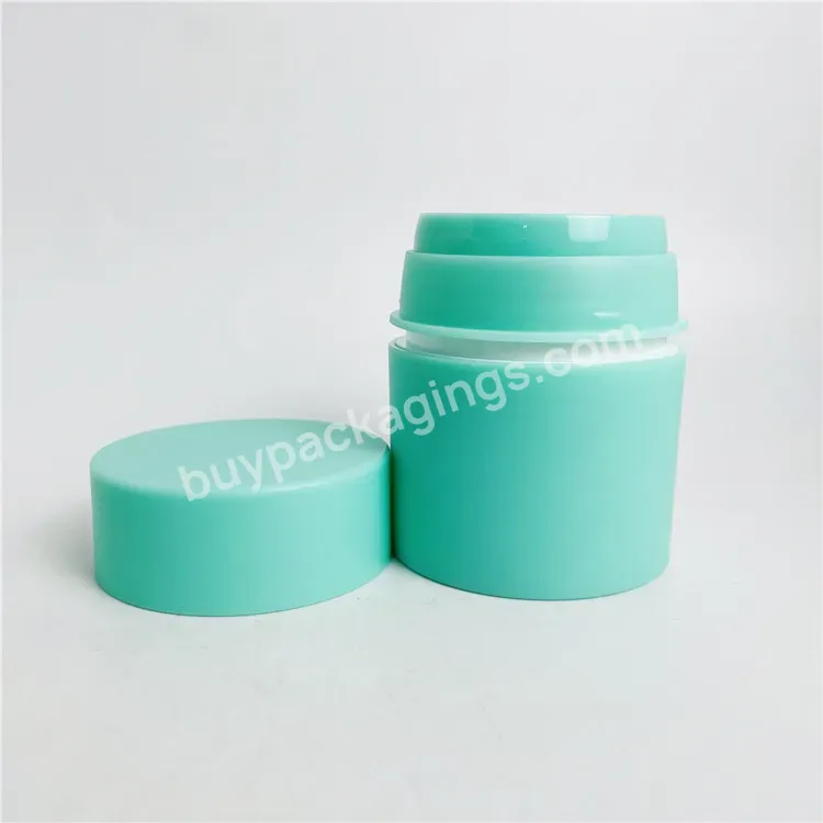 Luxury 30ml 50ml Matte Frosted Green Cream Jars Airless Pump Cream Refillable Containers For Cosmetic