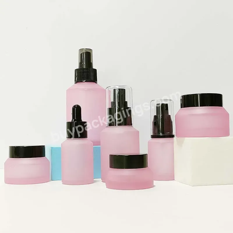 Luxury 30ml 50ml Pink Skincare Cosmetics Packaging Face Cream/lotion Glass Dropper Essential Oil Bottles Cosmetic Bottle Sets