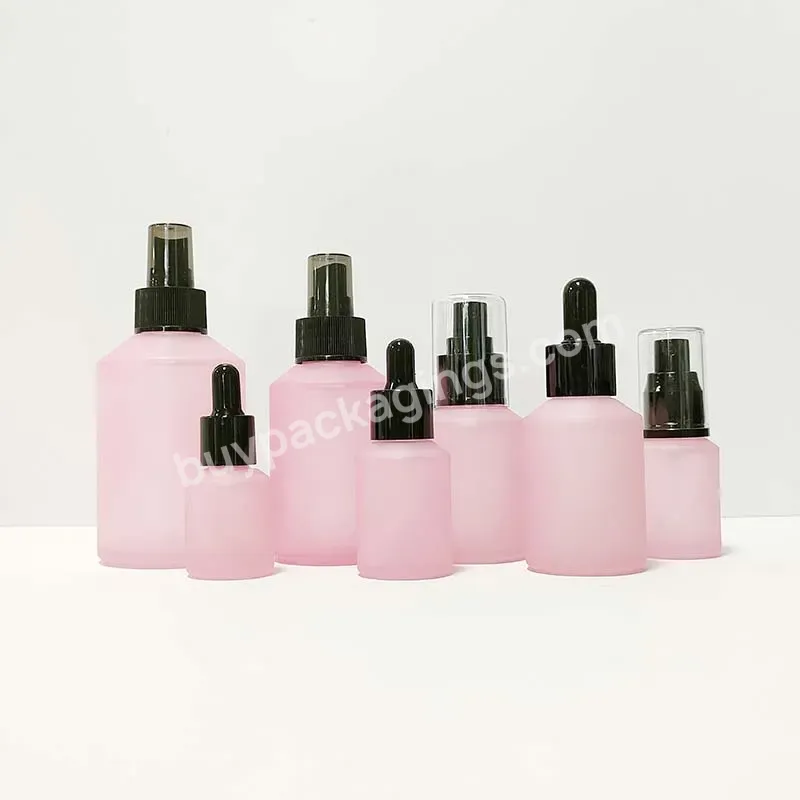 Luxury 30ml 50ml Pink Skincare Cosmetics Packaging Face Cream/lotion Glass Dropper Essential Oil Bottles Cosmetic Bottle Sets