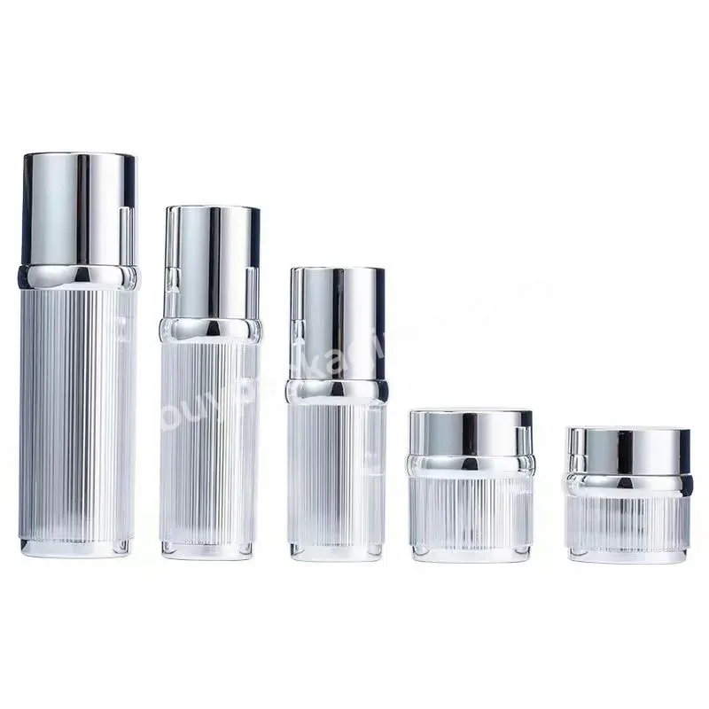 Luxury 30ml 50ml Silver Cosmetic Premium Serum Bottle Pump Acrylic Double Wall Airless Lotion Bottle