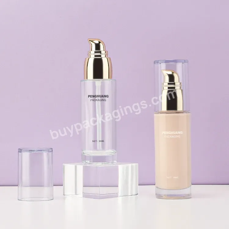 Luxury 35ml Cylinder Make Up Lotion Container Liquid Foundation Glass Bottle Cream Lotion Pump Bottle