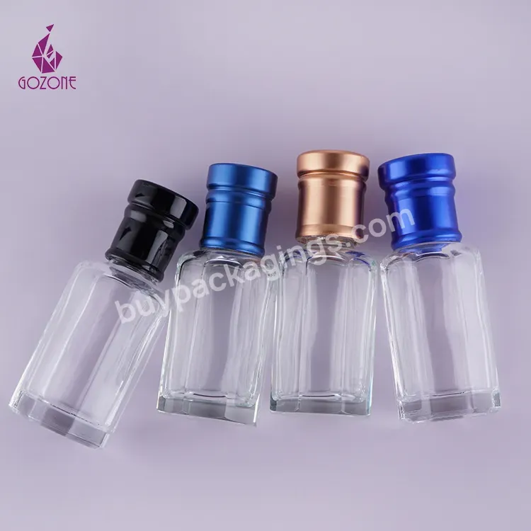 Luxury 3ml 6ml 12ml Empty Attar Glass Perfume Bottles For Essential Oud Oil