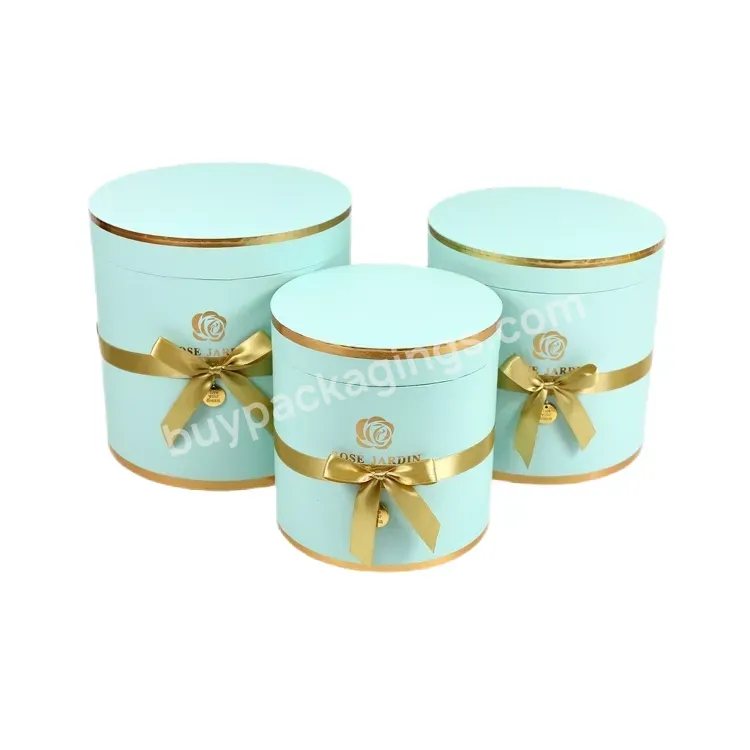 Luxury 3pcs/set Barrel Box Round Flower Gift Box Packaging Boxes With Decorated Ribbon Bowknot