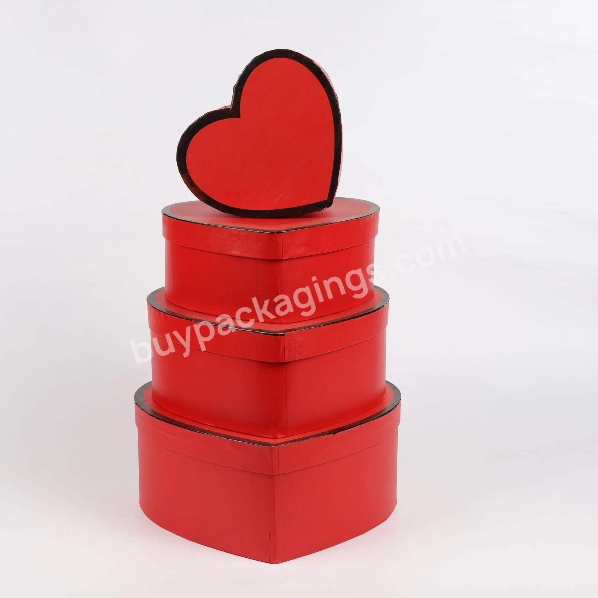 Luxury 4pcs/set Heart Shaped Gift Box Flower Gift Paper Boxes With Hot Stamping Edge