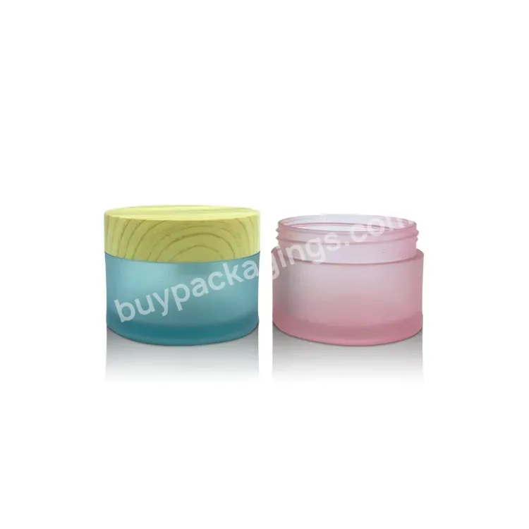 Luxury 50g Colorful Cosmetic Packaging Containers Jar Pet Bamboo Lid Matte Makeup Plastic Jar For Cream