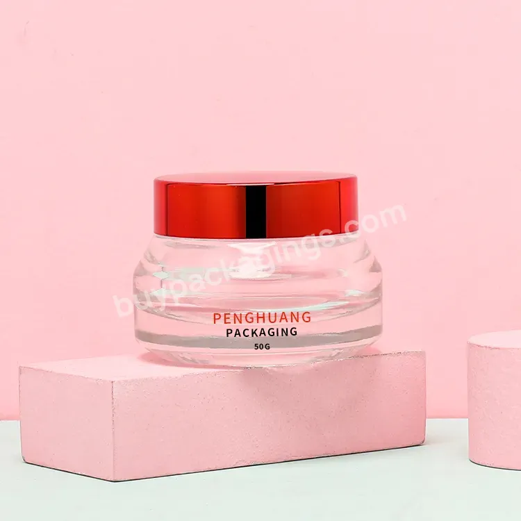 Luxury 50g Mini Custom Glass Jar With Lids Recycled Moisture Empty Glass Cosmetic Containers Skincare Cream Jars Cap