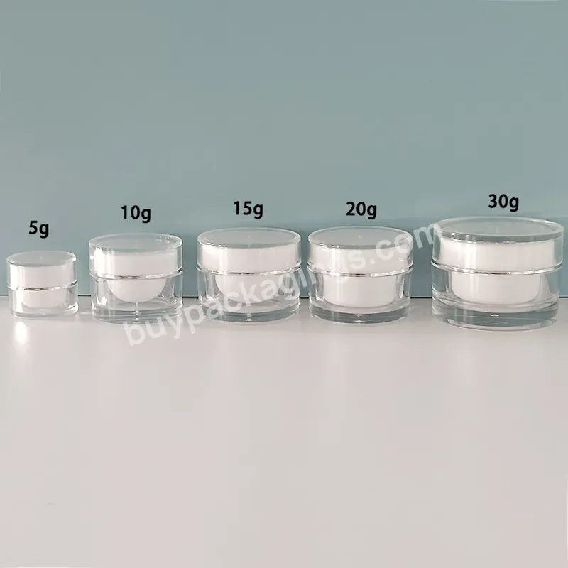 Luxury 5ml 10ml 15ml 20ml 30ml Small Double Wall Acrylic Plastic Eye Cream Essential Skincare Packaging Cream Jar