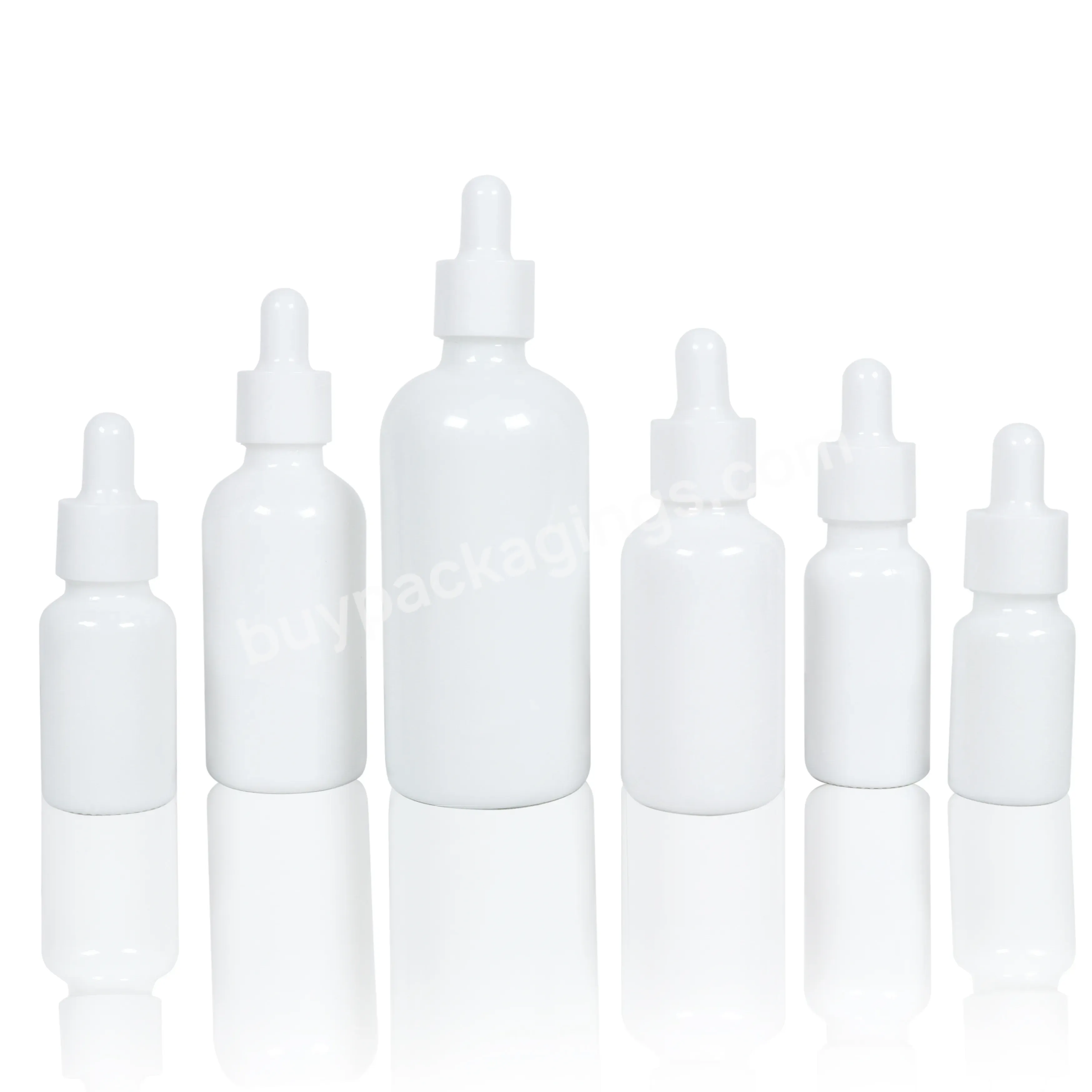 Luxury 5ml 10ml 20m 15ml 30ml 50ml 100ml Empty Essential Oil White Porcelain Glossy Glass Dropper Bottle With Pipette Screw Lid