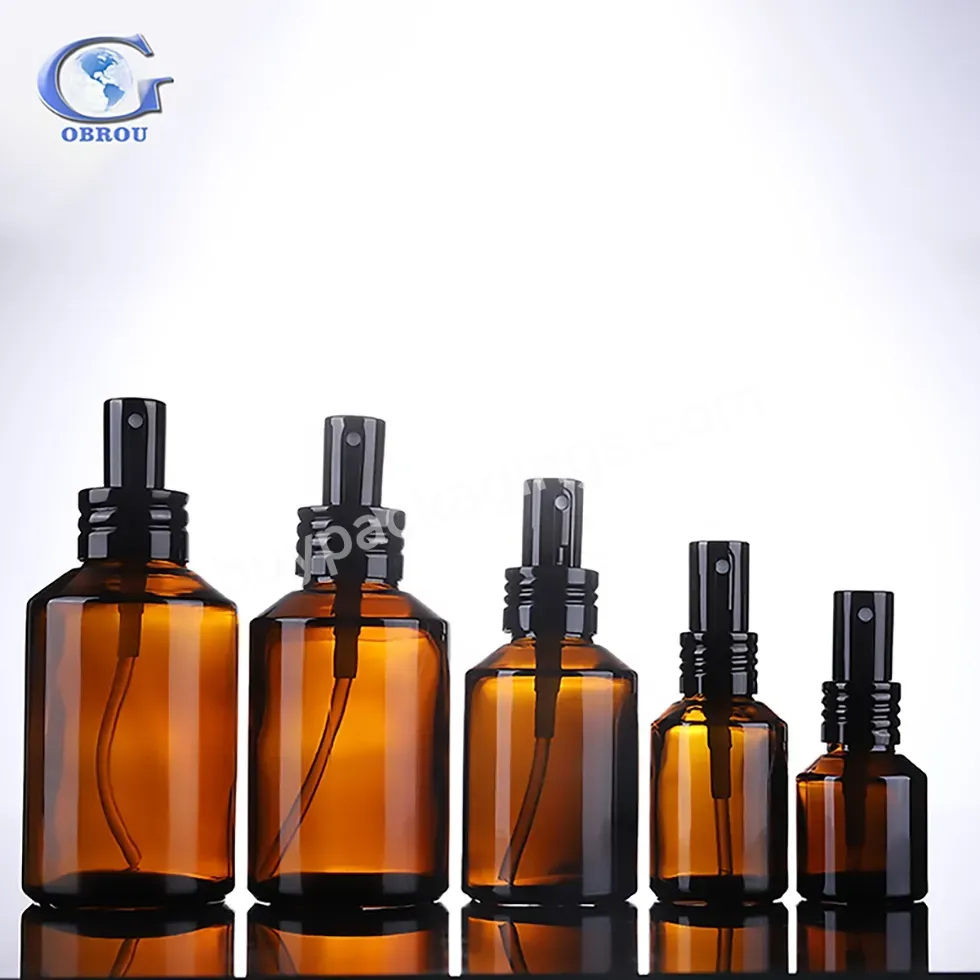 Luxury Amber Glass Packaging Set Skincare Cosmetic Cream Jar Containers 15ml 30ml Empty Lotion Glass Spray Bottle