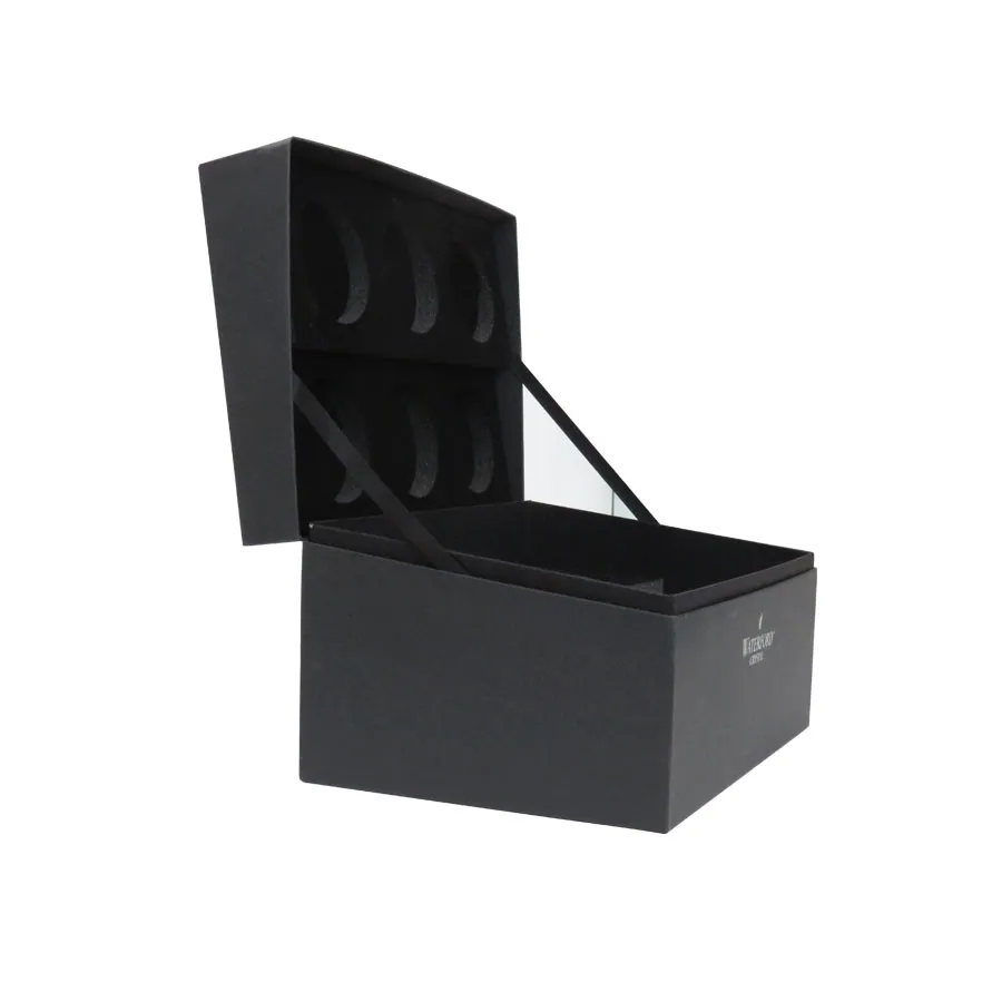 luxury bespoke black paper big gift storage box coffret cadeau with black foam flocking