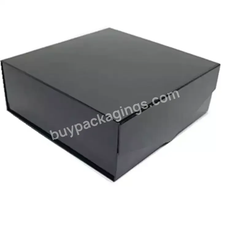Luxury Black Cardboard Clothes Scarf Towel Packaging Folding Paper Magnetic Suction Gift Box