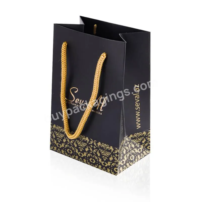 Luxury Black Clothes Gift Paper Bag Custom Made Printed Logo Jewelry Packaging Kraft Shopping Paper Bag With Ribbon Handle