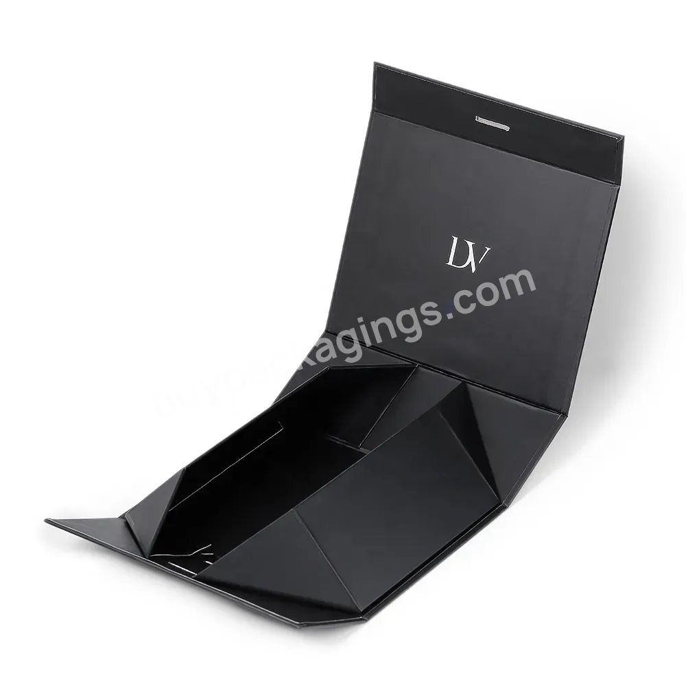 Luxury Black Large Custom Logo Magnetic Closure Foldable Rigid Cardboard Paper Gift Packaging Shoes Box