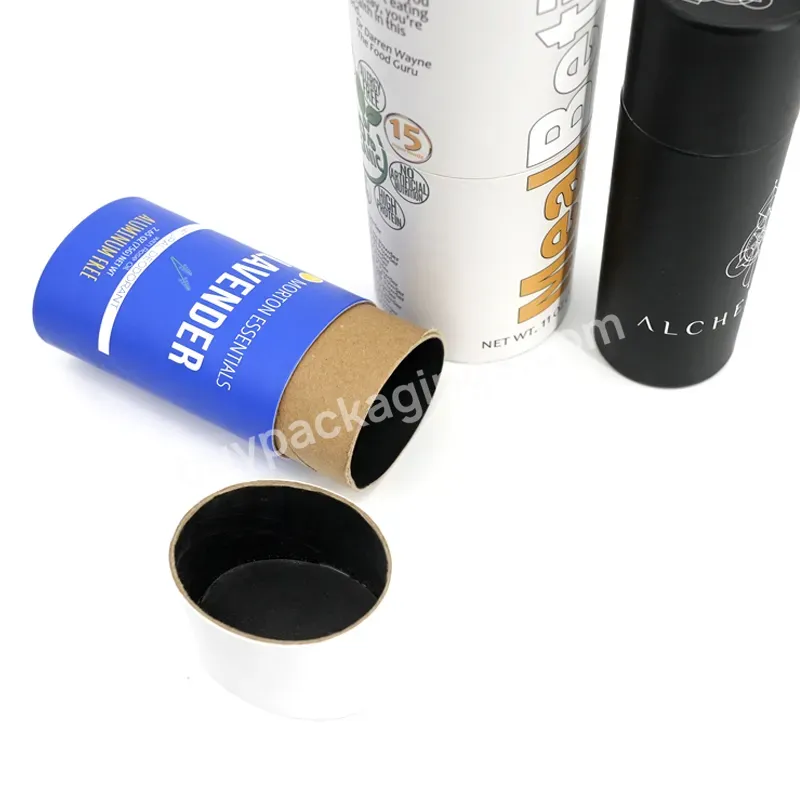 Luxury Black Rigid Cardboard Perfume Oil Bottle Fragrance Tubes Round Kraft Paper Cylinder Black Luxury Candle Jar Paper Tube