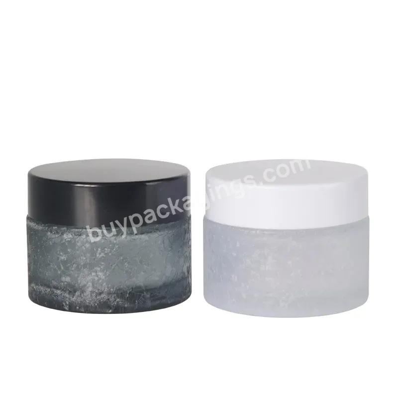 Luxury Black Screw Top Frosted White Glass Jar 1oz 2oz 3oz Glass Cosmetic Jars For Body Cream - Buy Glass Jars For Face Cream,Italian Glass Jars,Cosmetics Cream Empty Bottle.