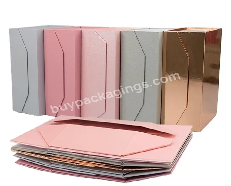 Luxury Black White Pink Custom Cosmetics Mailing Ribbon Paper Packaging Folding Magnet Gift Box For Bridesmaid Baby Gift With Ma