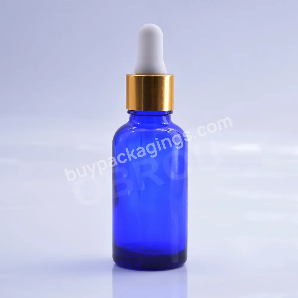 Luxury Blue Essential Oil Bottle Dropper 10ml 15ml 20ml 30ml 50ml 100ml Empty Liquid Bottle With Silver Cap