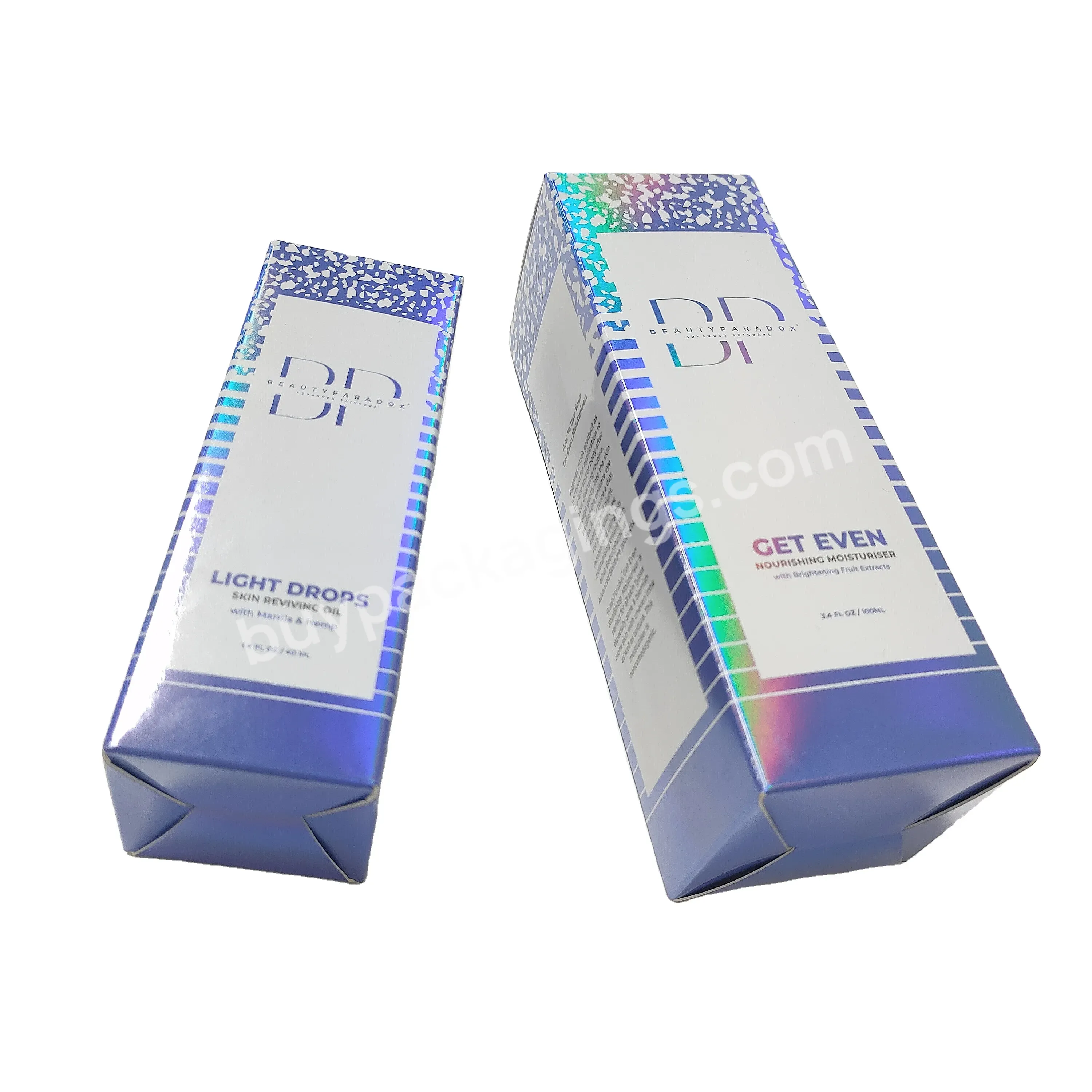 Luxury Blue Hologram Paper Gift Box Custom Private Logo Cosmetics Box Packaging