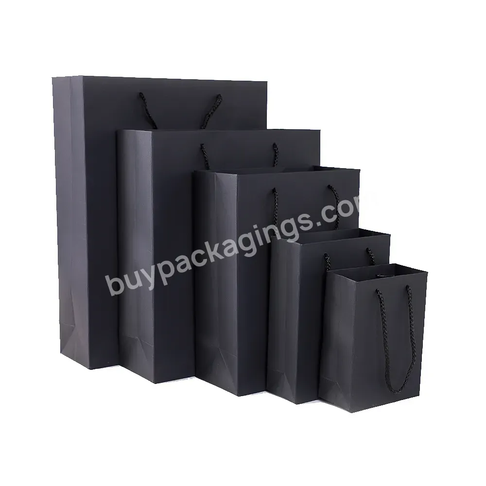 Luxury Boutique Packaging Custom Print Black Private Label Gift Paper Bag A4 Size