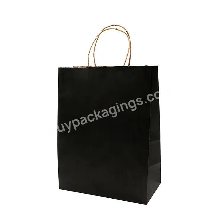 Luxury Boutique Retail Shopping Gift Packaging Custom Printed Black Small Paperbag With Your Own Logo