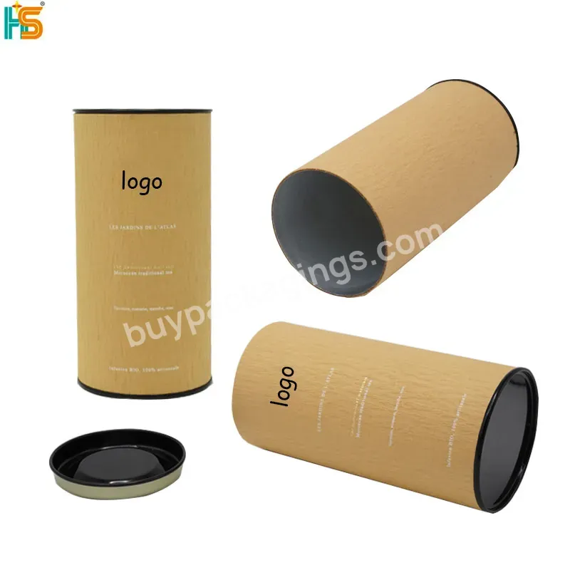 Luxury Cardboard Coffee Box Packaging Custom Logo Kraft Paper Cylinder Round Tube Tea Box