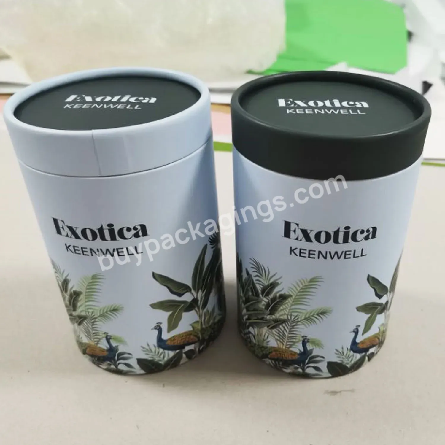 Luxury Cardboard Coffee Box Packaging Custom Logo Kraft Paper Cylinder Round Tube Tea Box